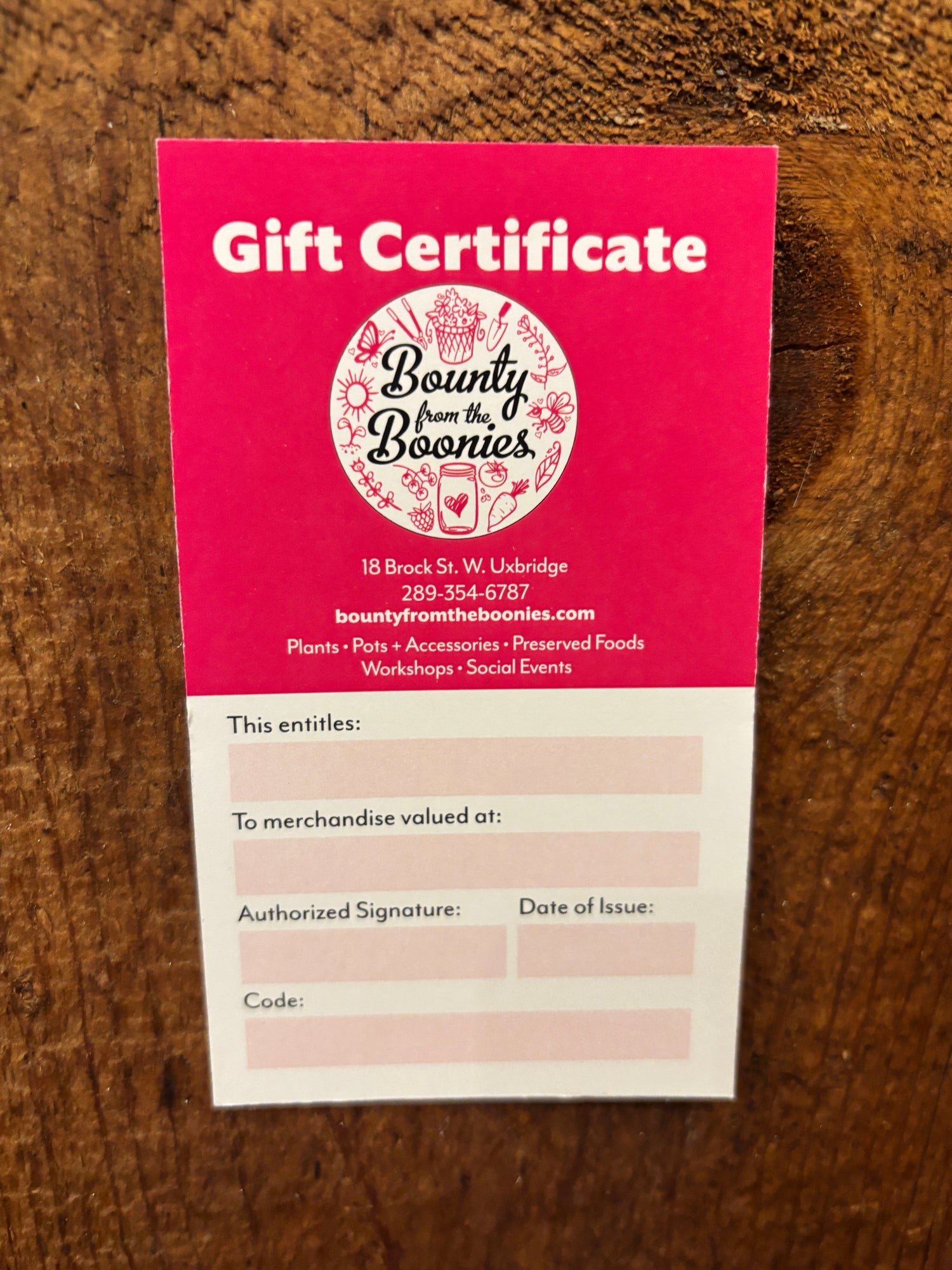 Gift Card - Bounty from the Boonies