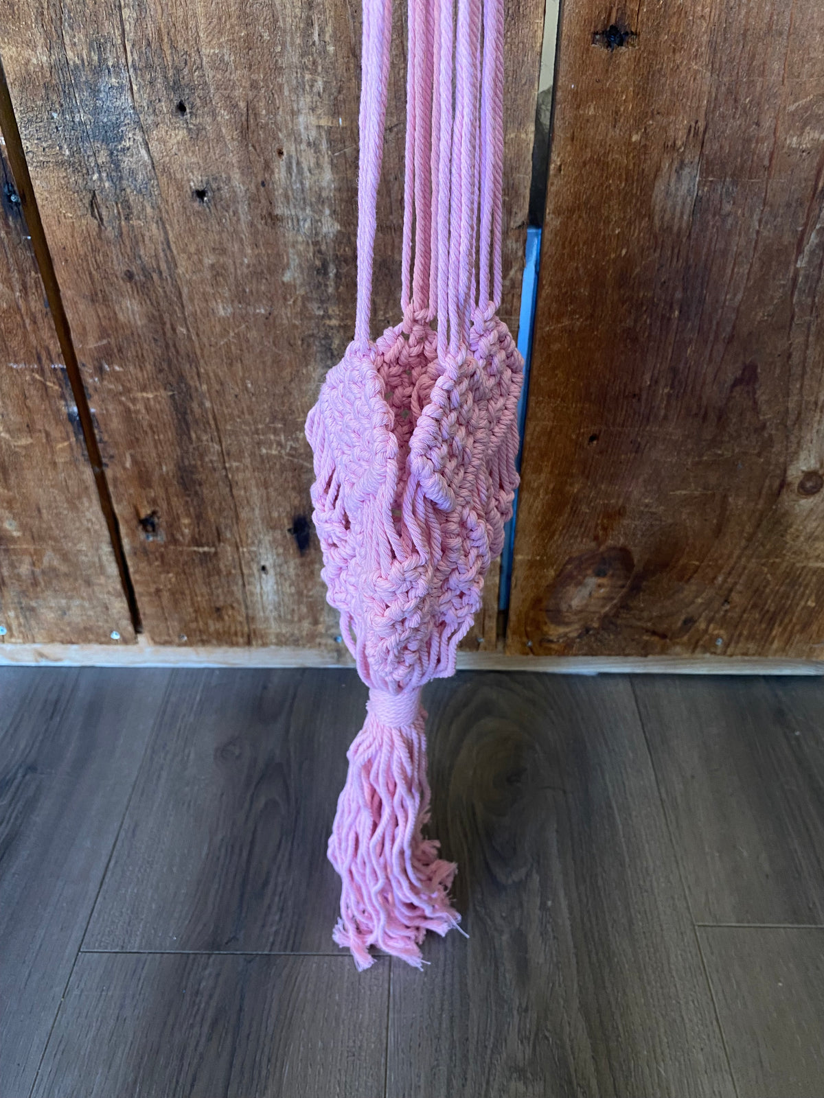 Single Braided Hanger Pink Macrame