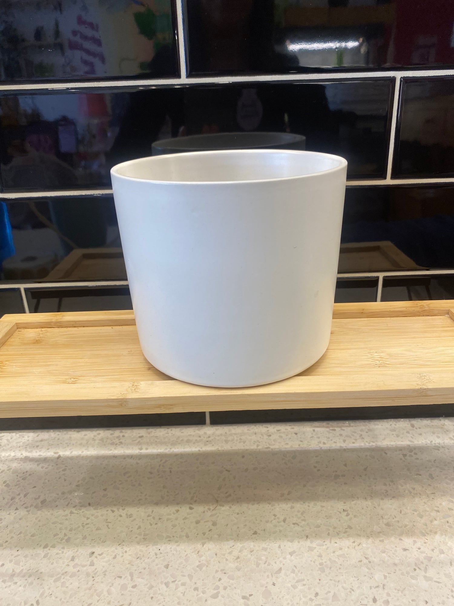 White Medium Sized Ceramic Pot.