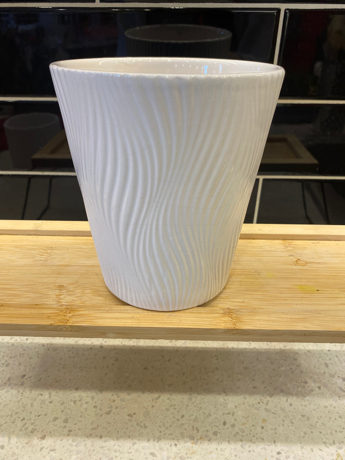 Wave Textured White Pot