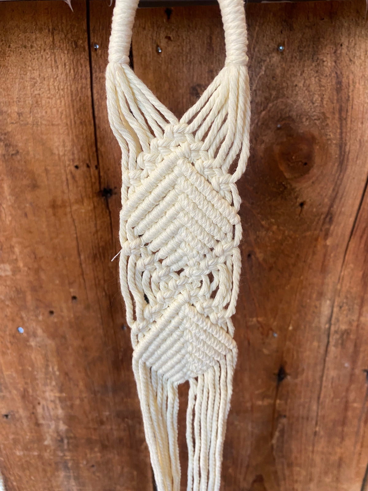 Single Hanger White Macrame