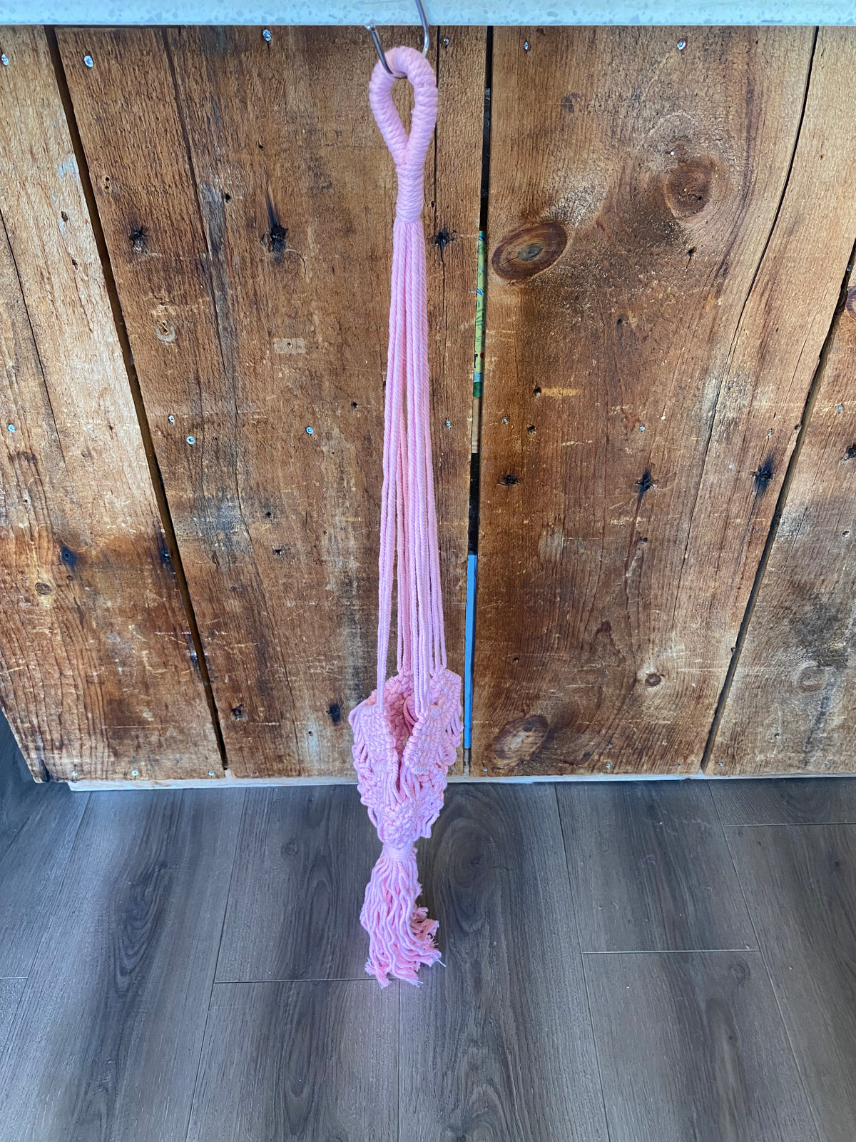 Single Braided Hanger Pink Macrame