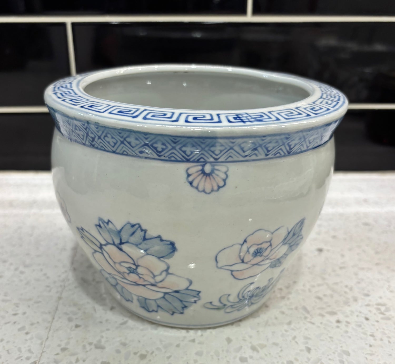 Medium Light Blue Floral Pot