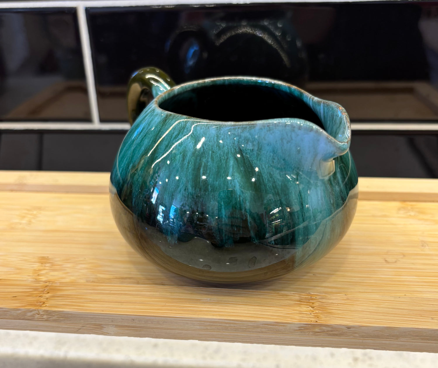 Small Blue/Green Pot w/ Handle
