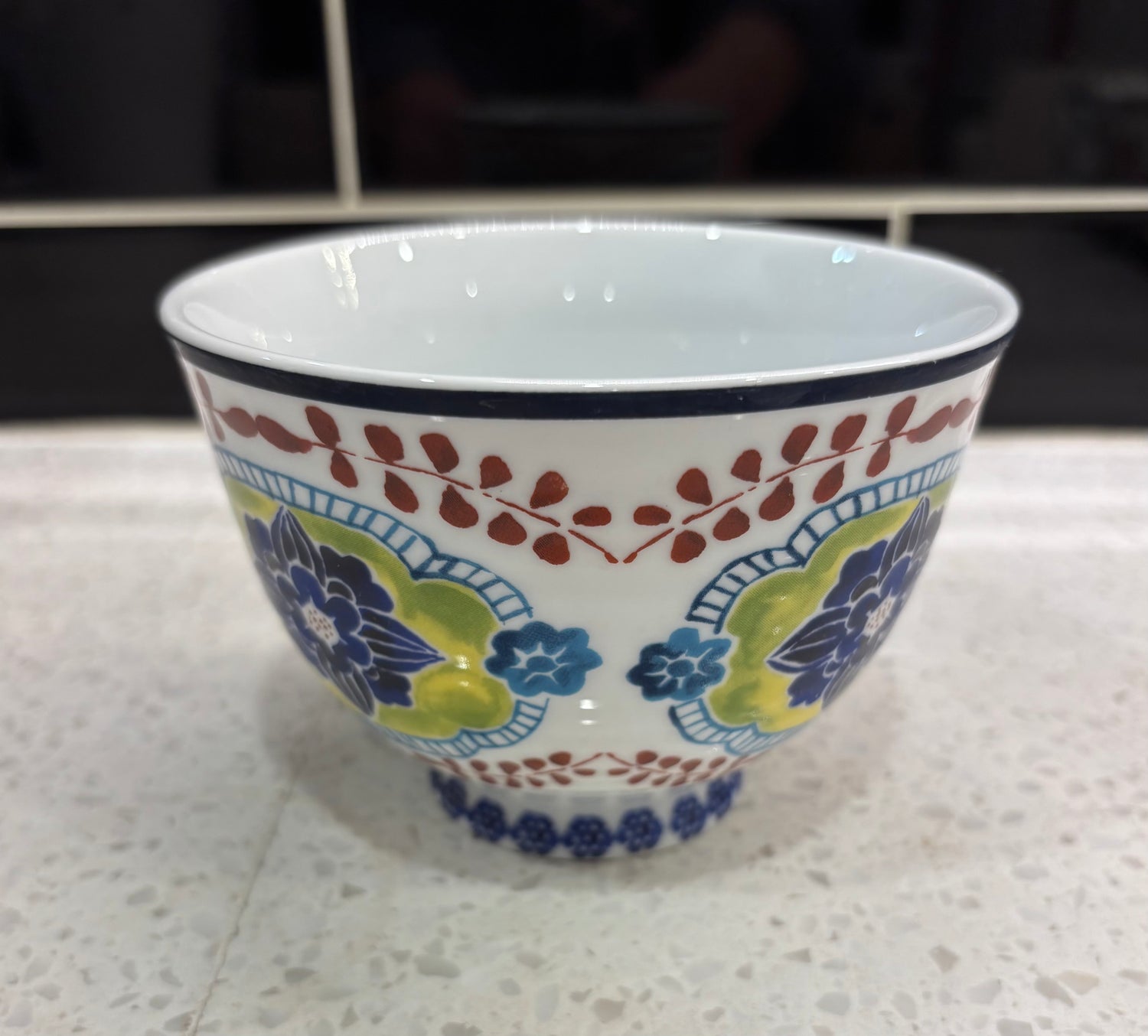 Small White Pot with Beautiful Floral Design
