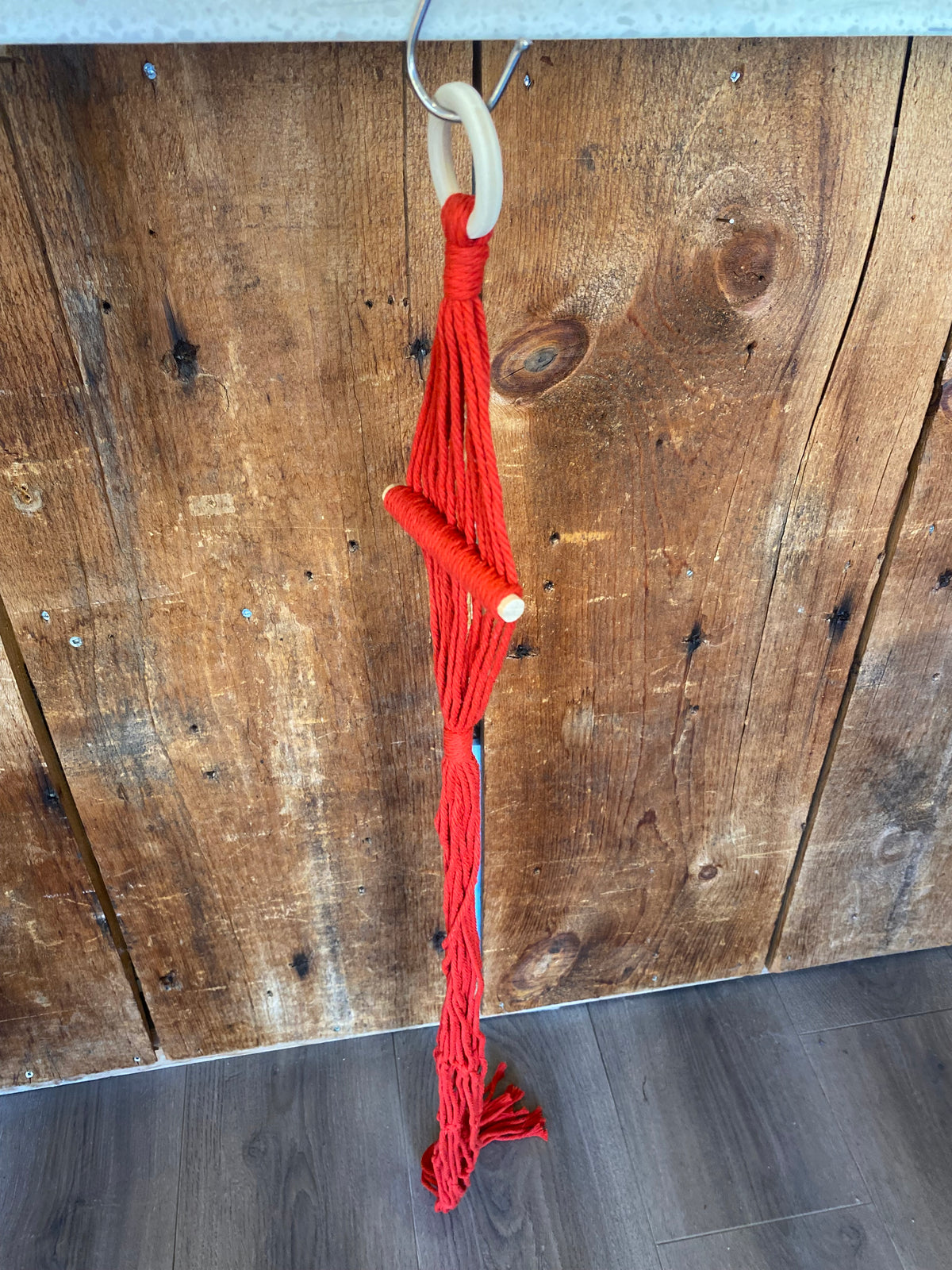 Single Hanger Macrame W/ Wood Accents