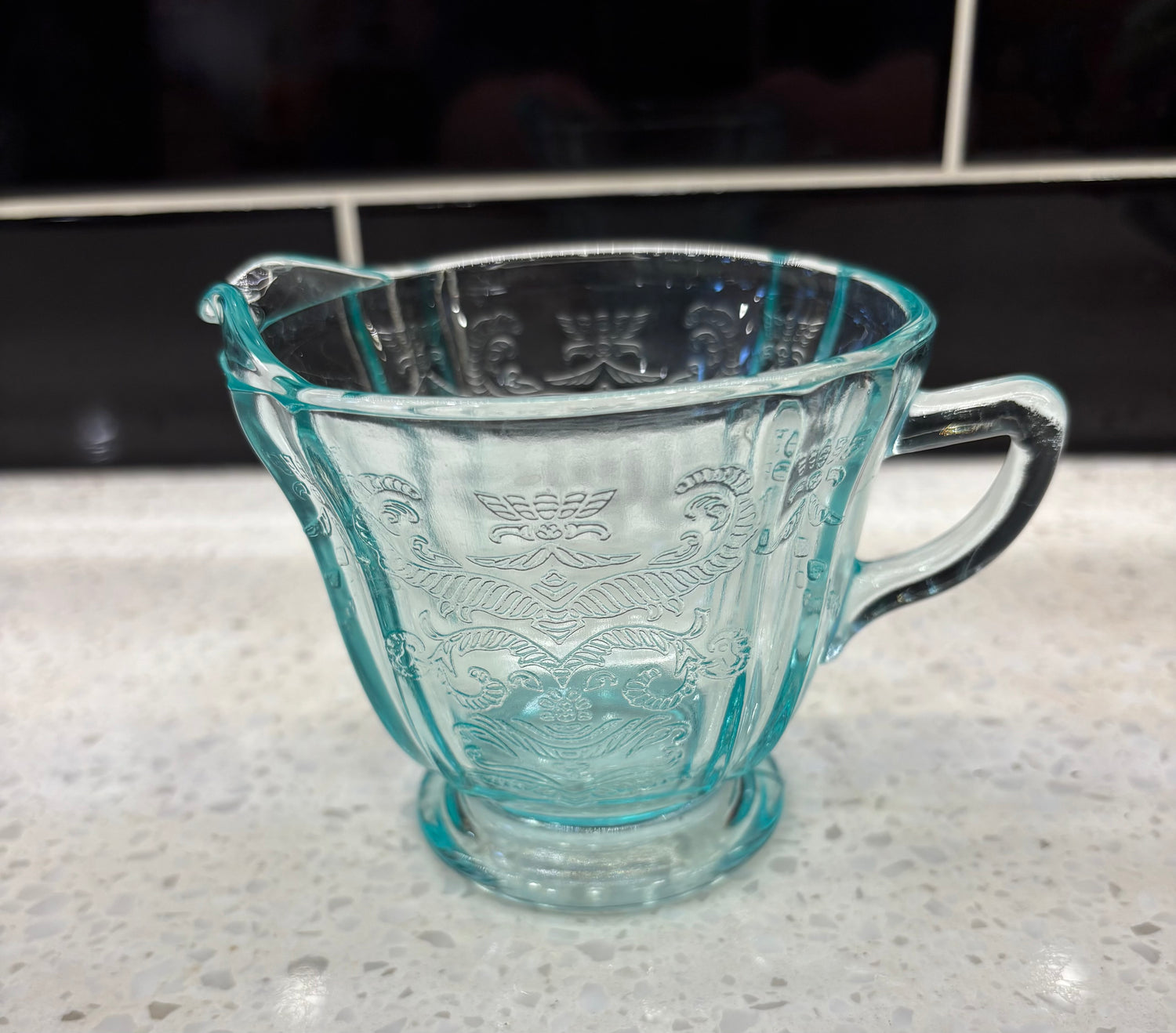 Small Blue Glass Cup w/ Pour Lip