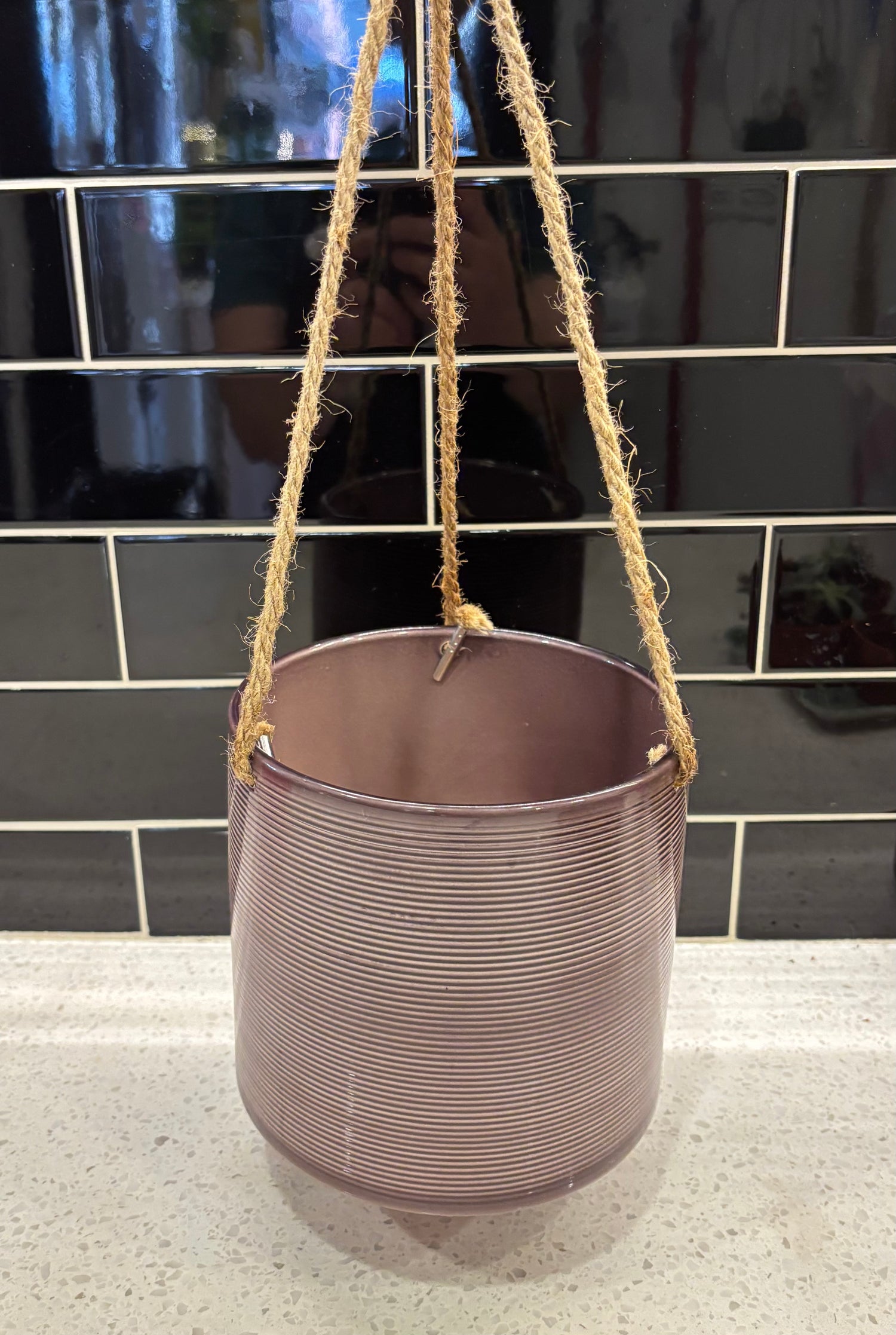 Medium Plum Coloured Hanging Planter