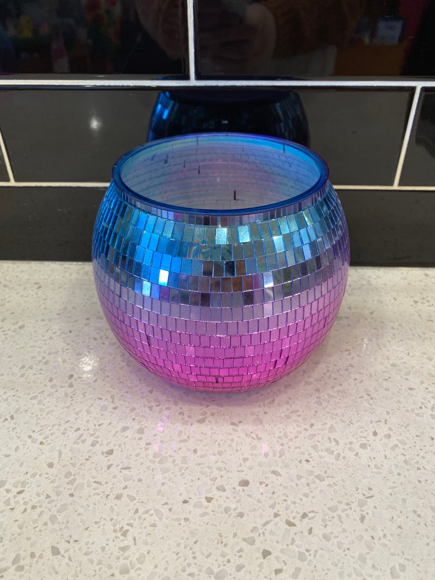Medium Blue and Pink Disco Pot