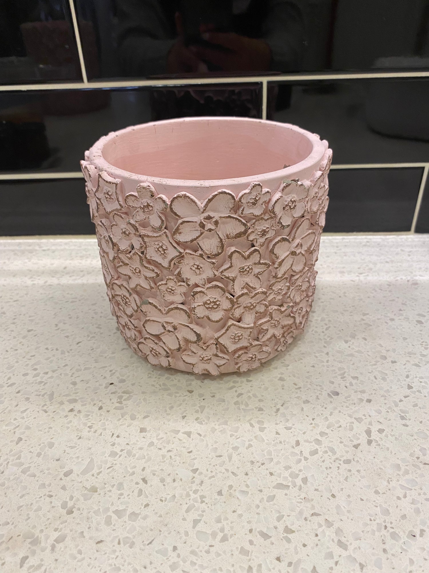 Pink Pot W/ Floral Pattern