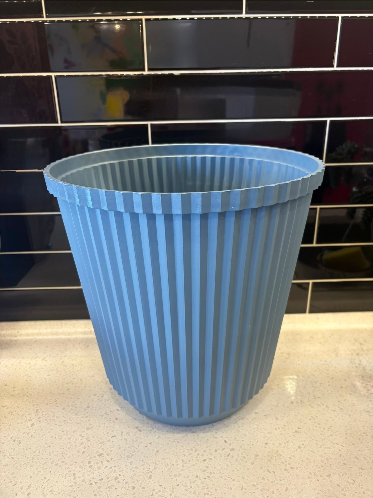 Large Blue Striped Design Pot