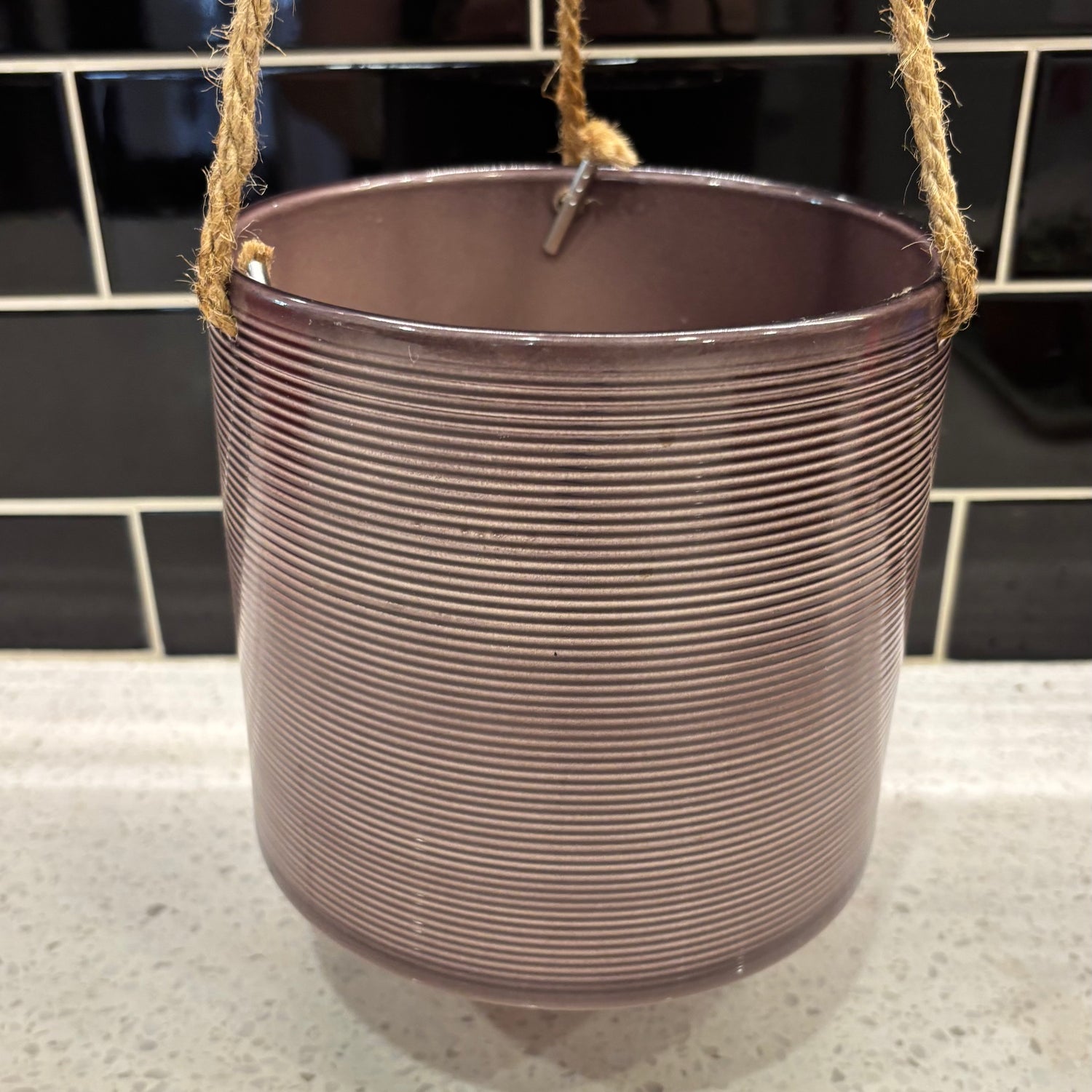 Medium Plum Coloured Hanging Planter
