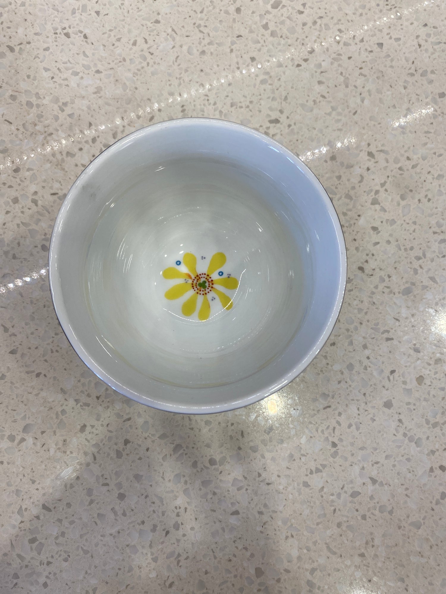 Small Porcelain Pot with Yellow & Blue Floral Design
