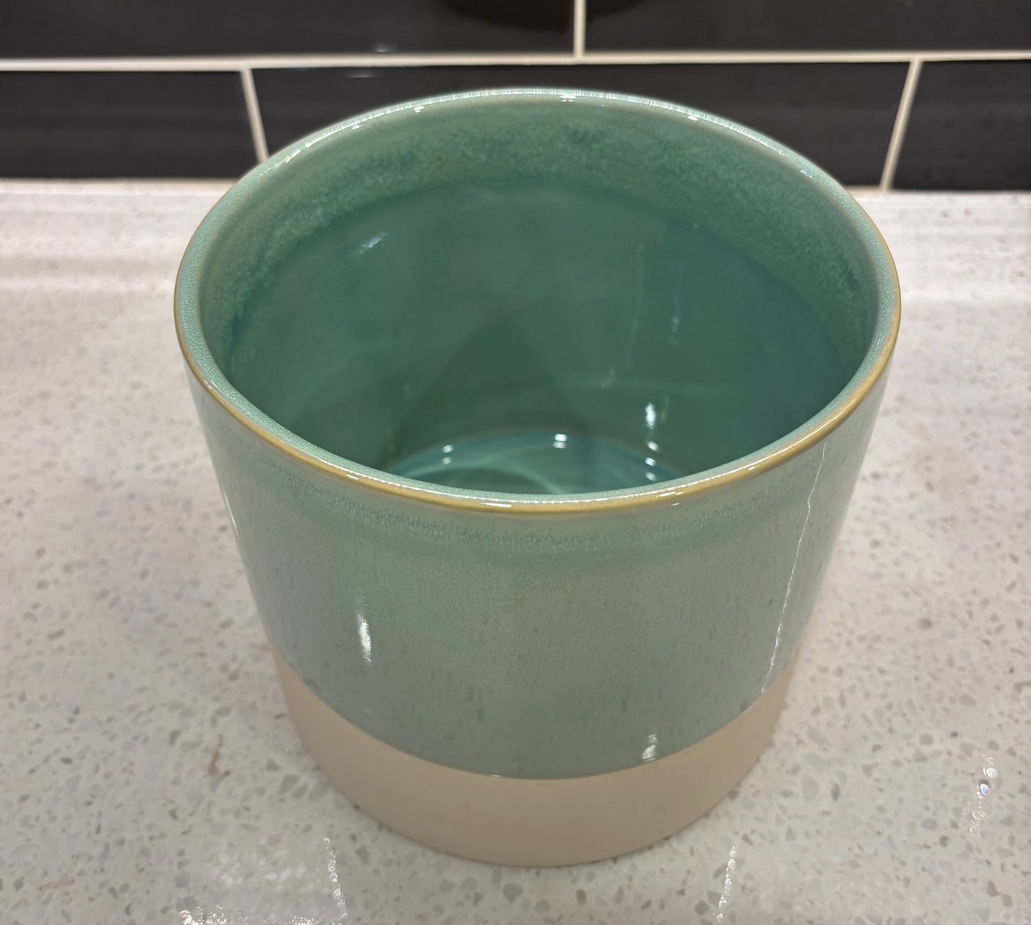 Medium Green & White Pot