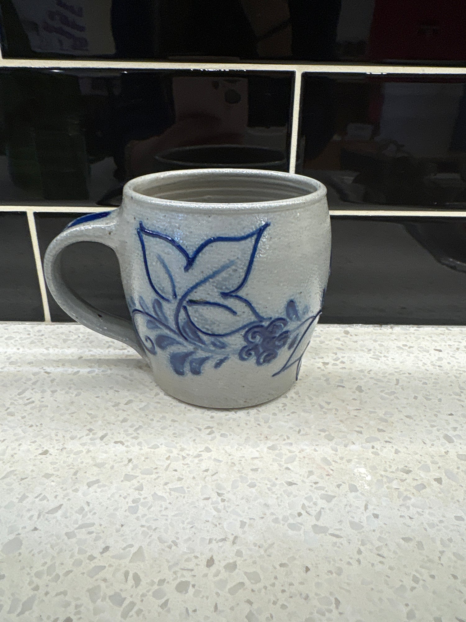 Small Grey w/blue designs mug
