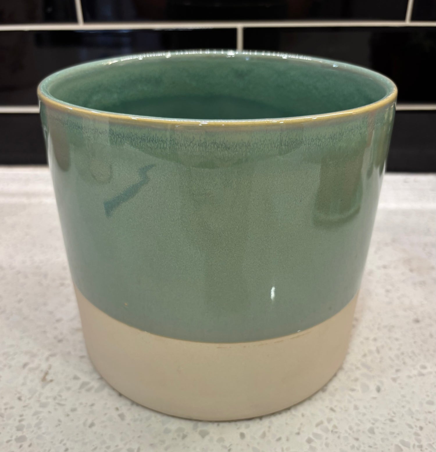 Medium Green & White Pot