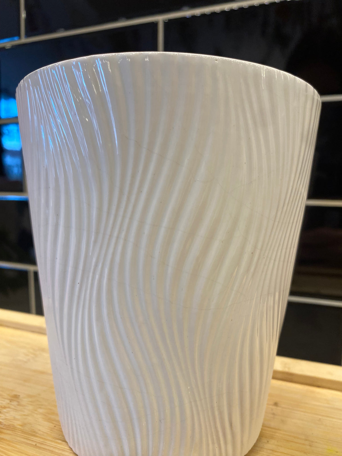 Wave Textured White Pot