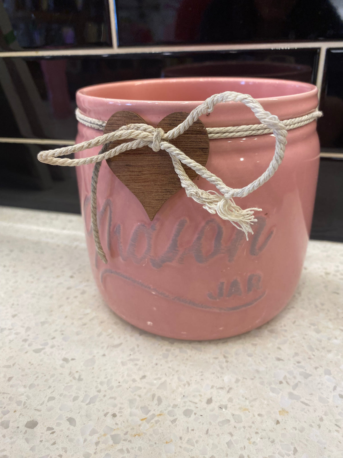 Medium Pink Pot with Mason Jar Logo