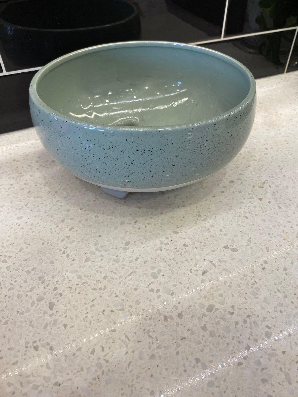 Muted Teal Oval Pot W/ Feet