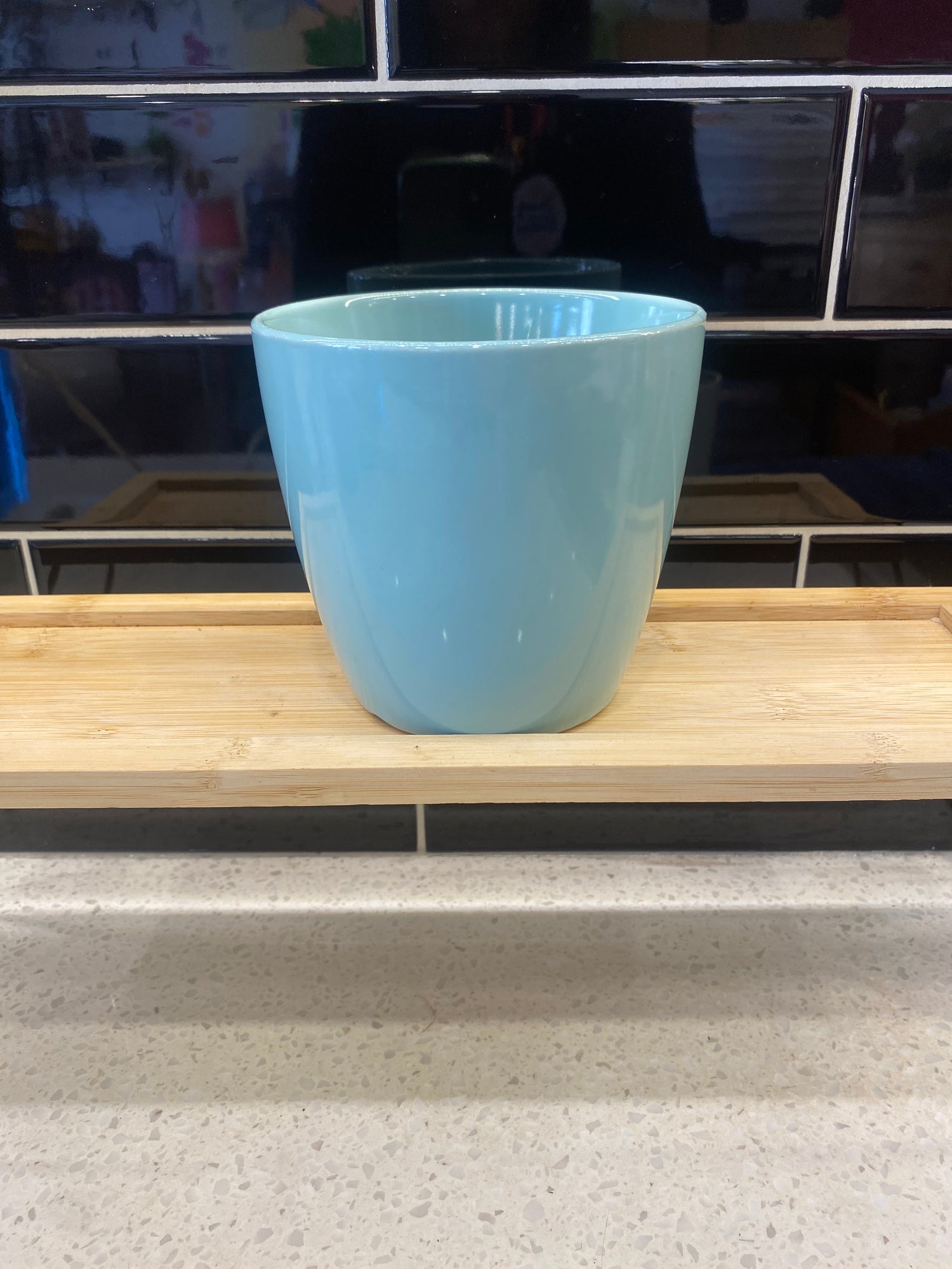 Light Blue Ceramic Pot.