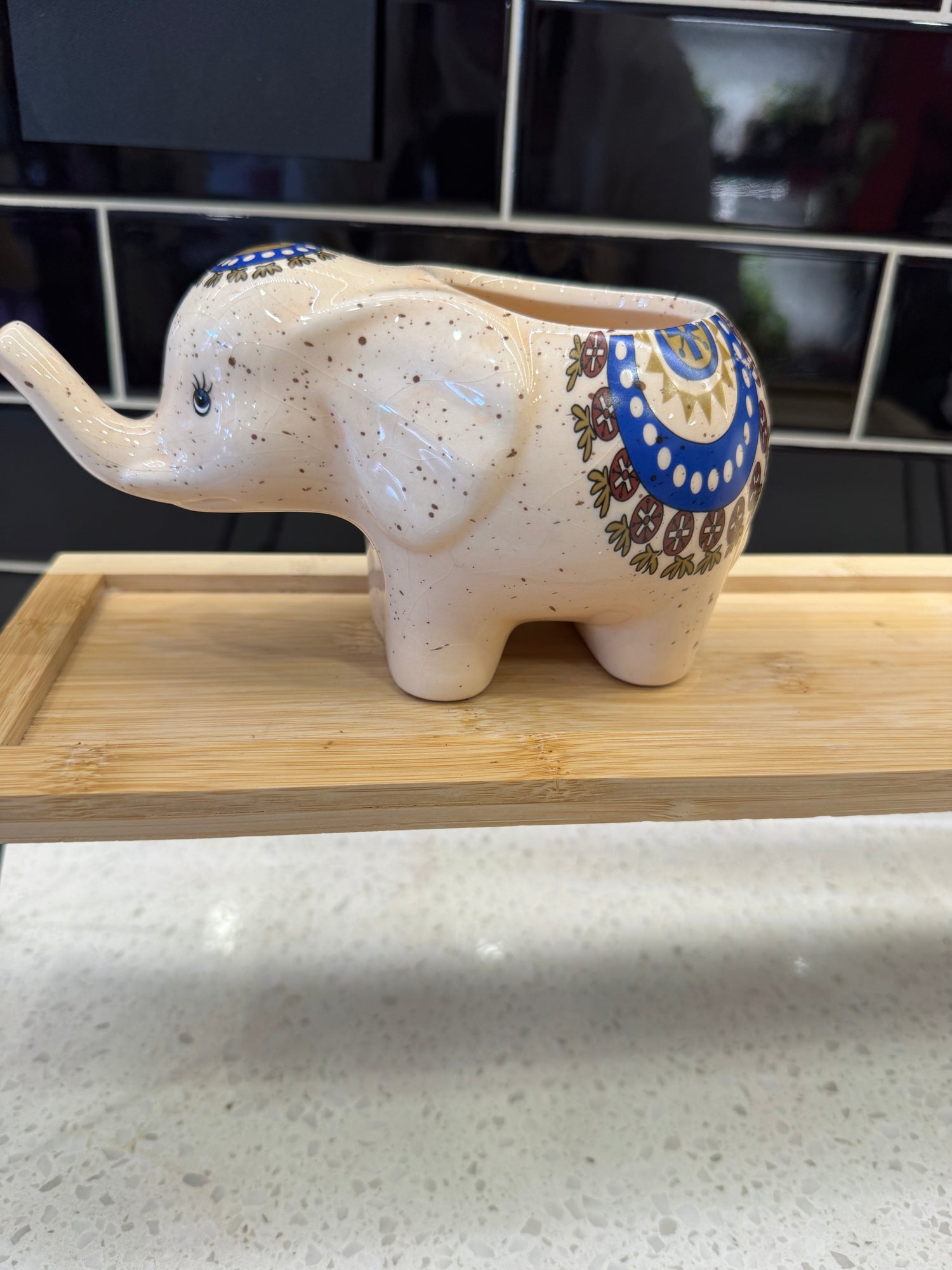 Boho Elephant Speckled Pot