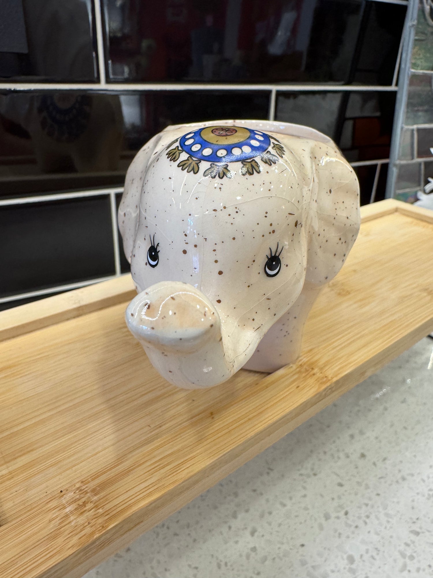 Boho Elephant Speckled Pot