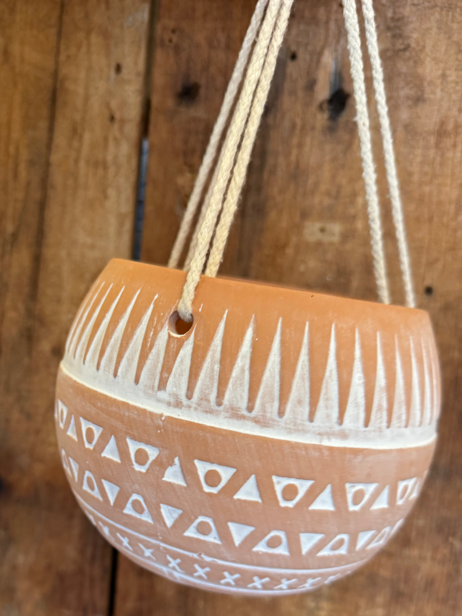 Medium Patterned Terracotta Pot Hanging Planter