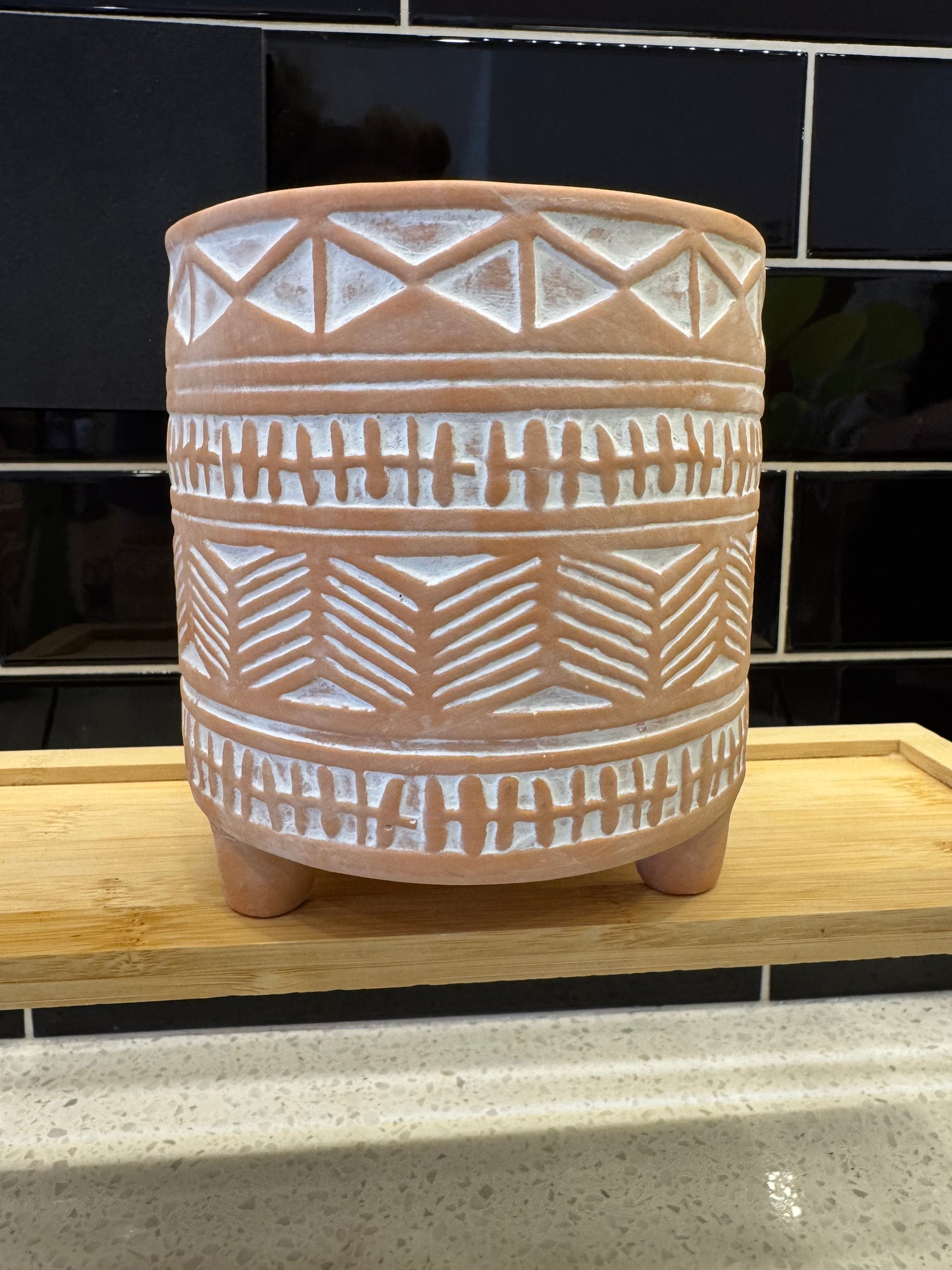 Medium Patterned Terracotta Pot with Legs