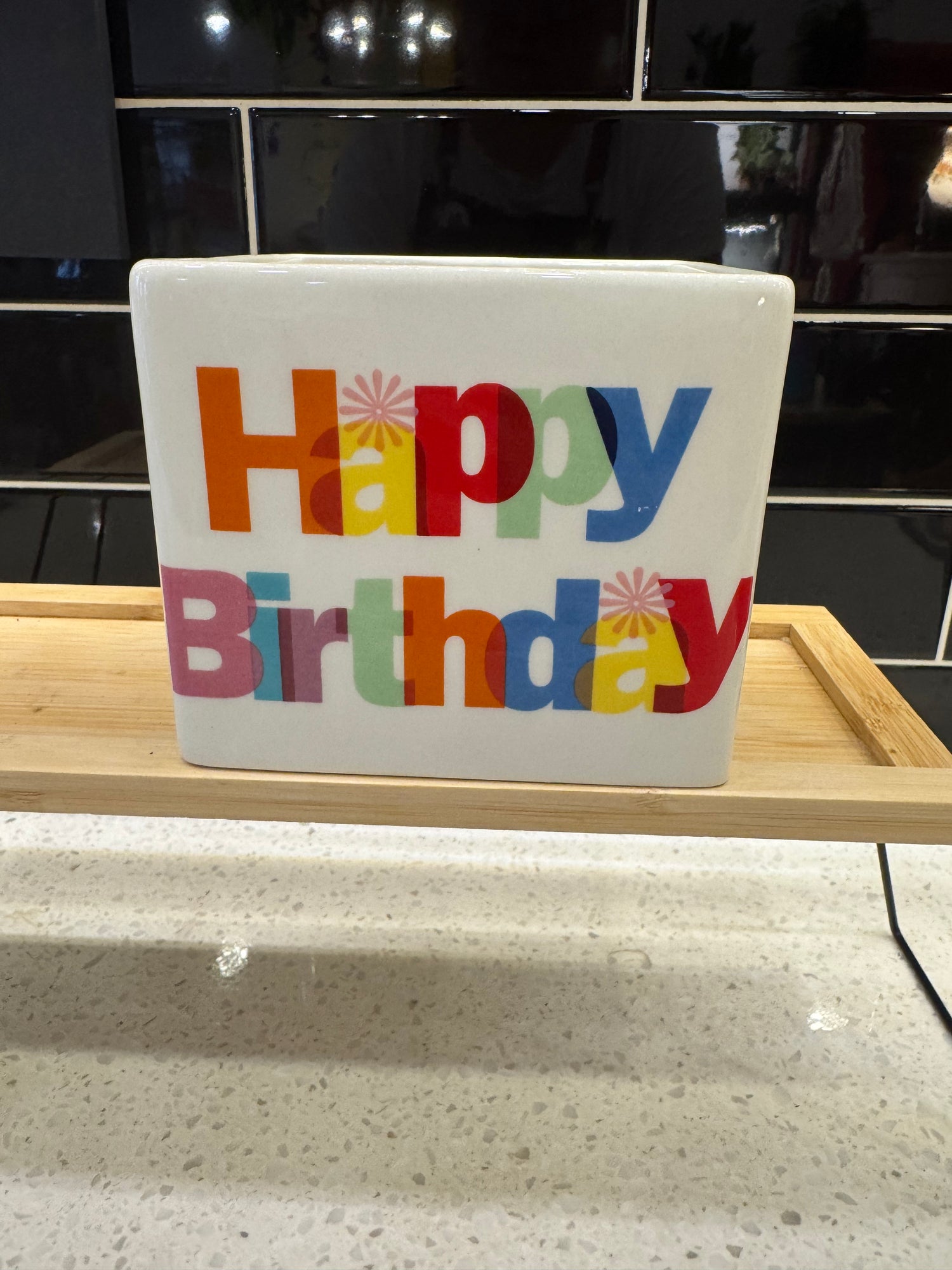 Medium Cube Pot Happy Birthday