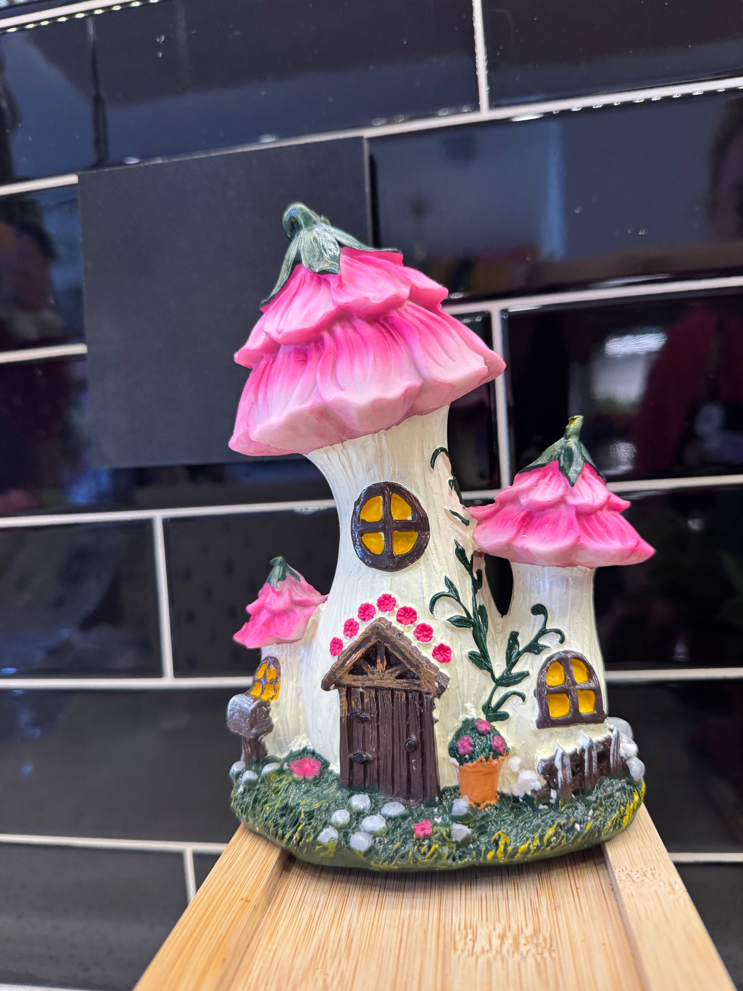 Fairy Garden House Castle Pink White