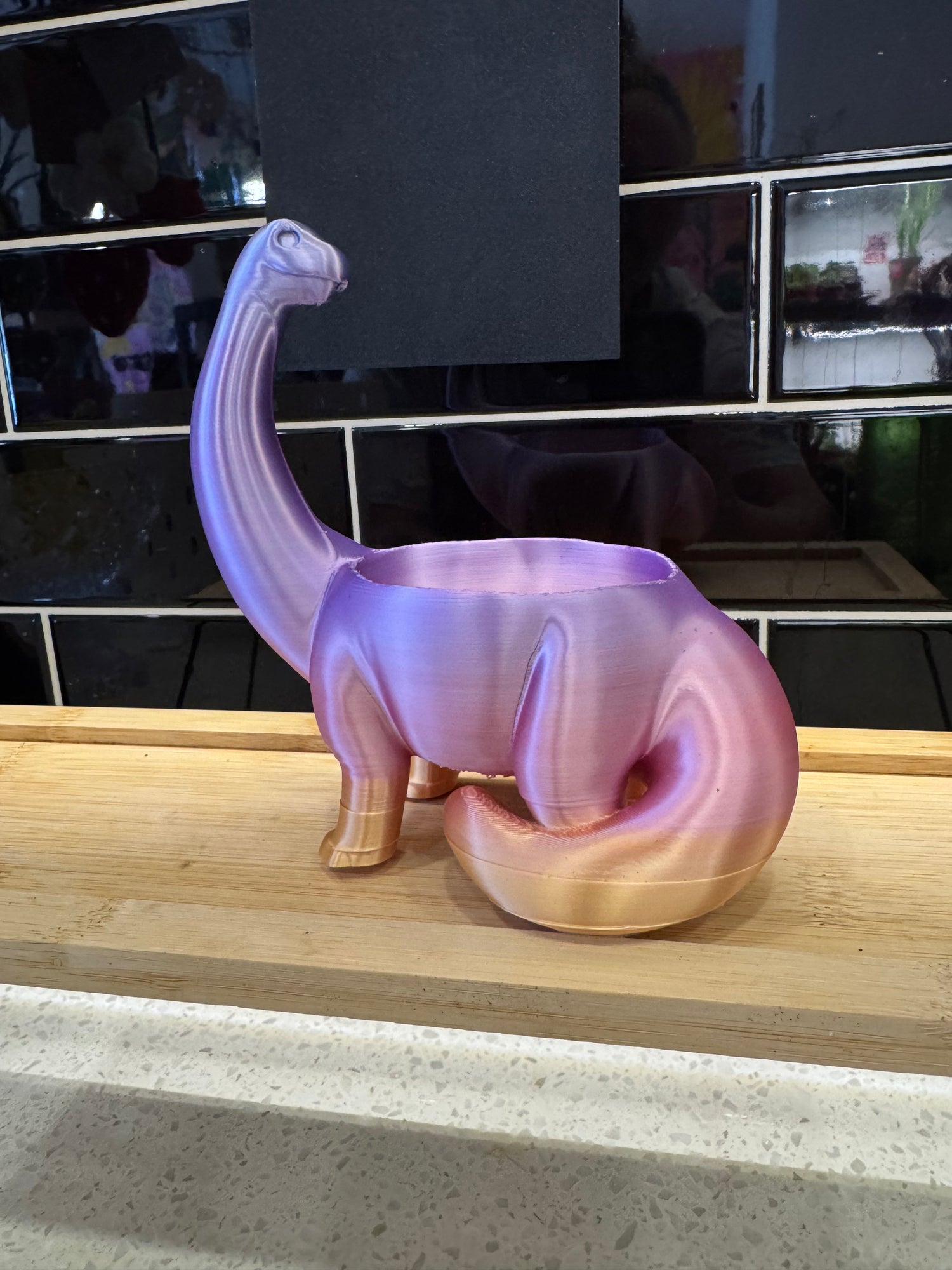 Ux 3D-Printed Long Neck Dinosaur Pot Small