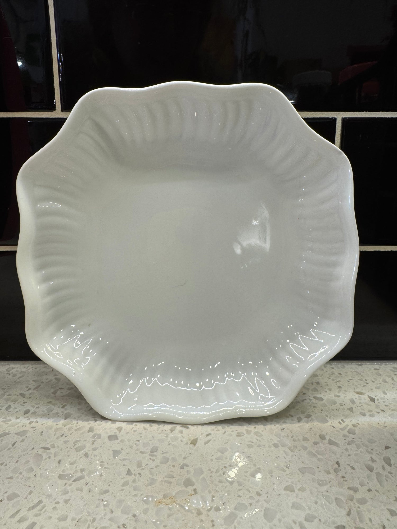 white scalloped Plant Tray