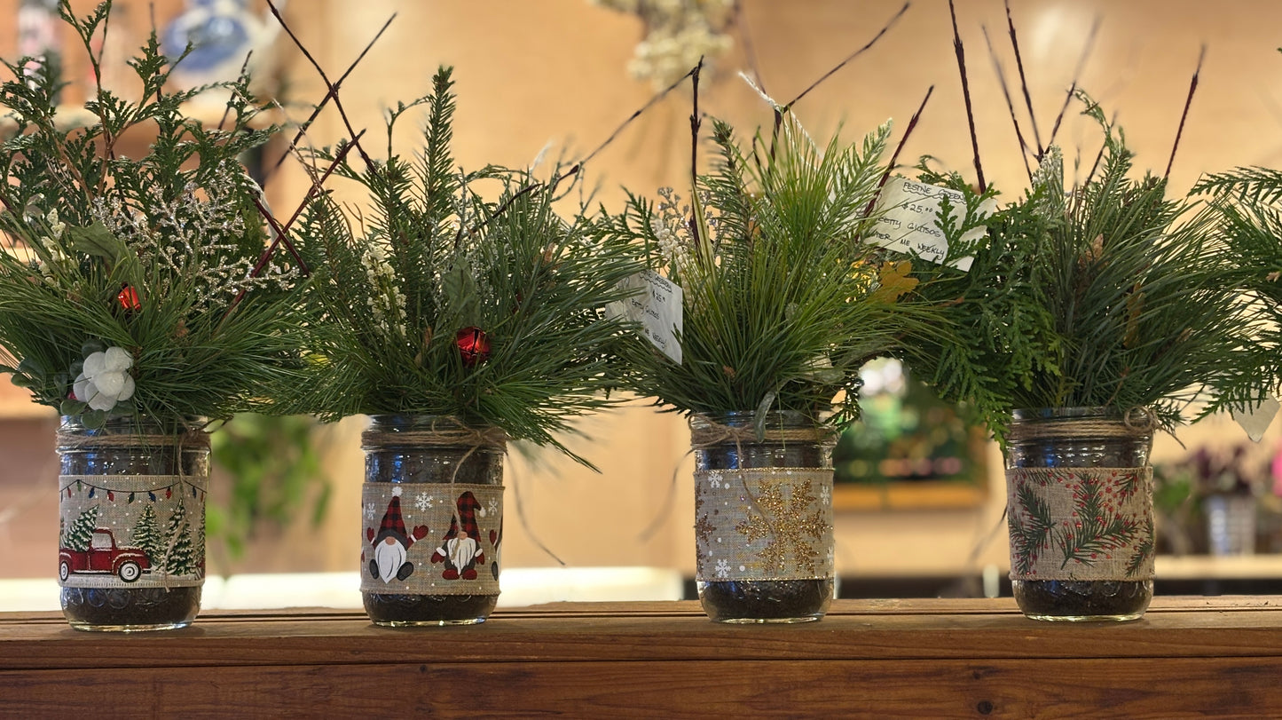 Mason Jar Festive Greenery