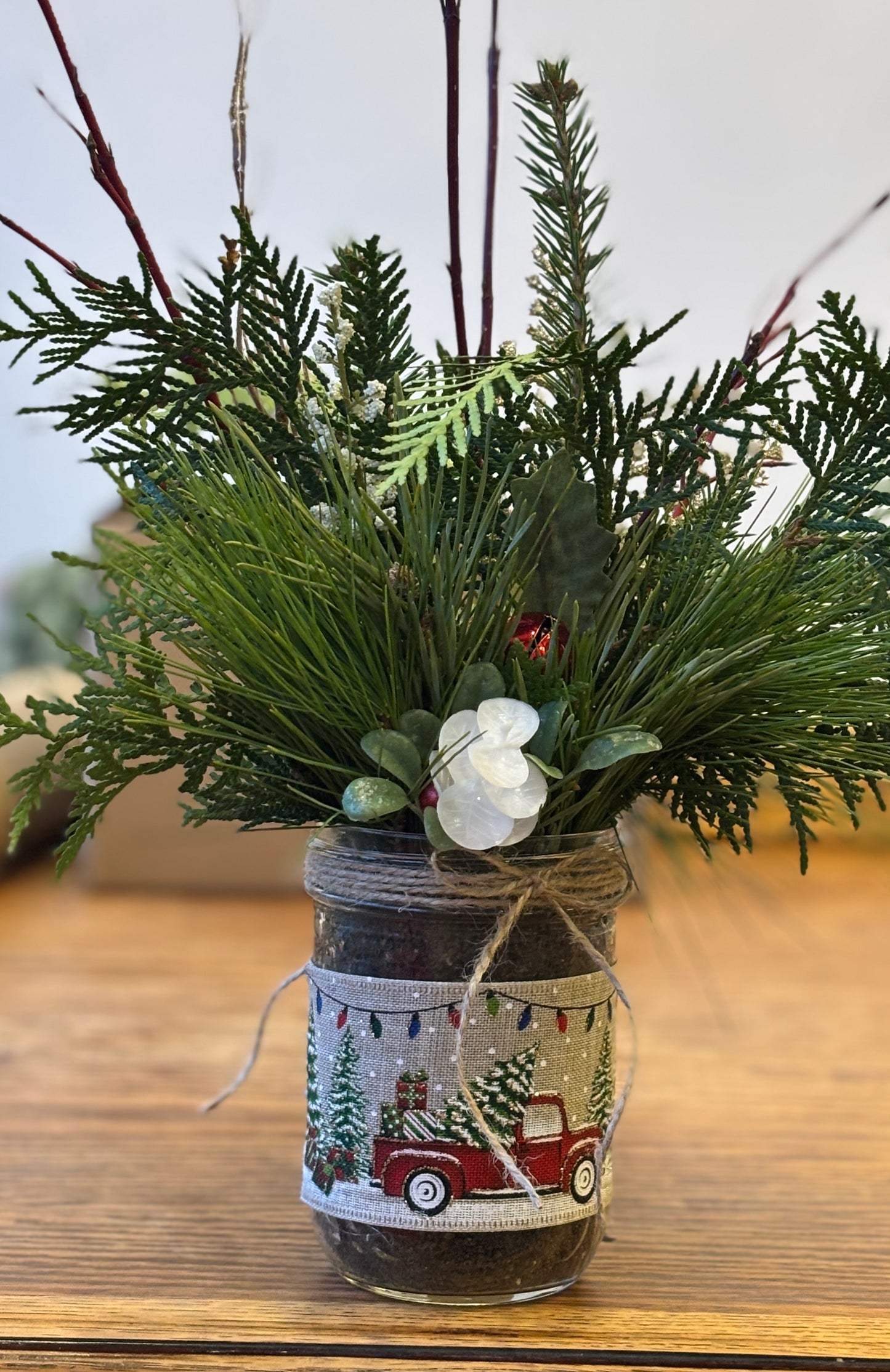 Mason Jar Festive Greenery