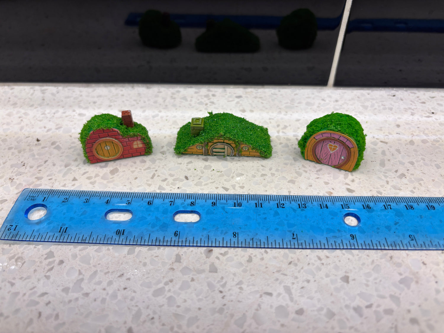 Mini Faux Moss Fairy Garden Houses (Set of 3)
