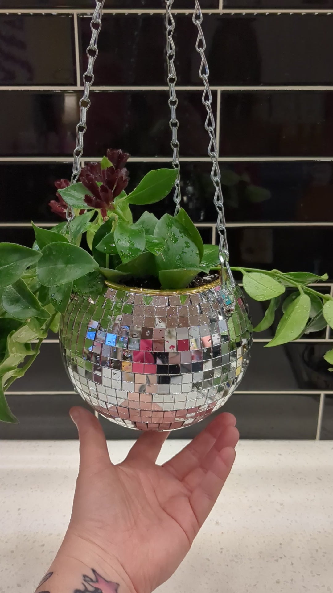Disco Ball Lipstick Plant Planter