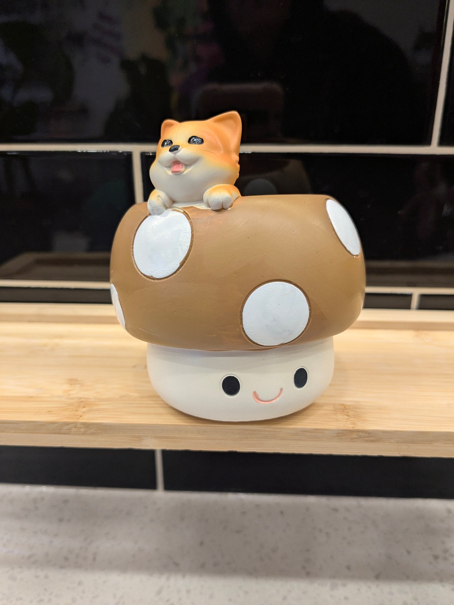 Dog in Brown Mushroom Pot