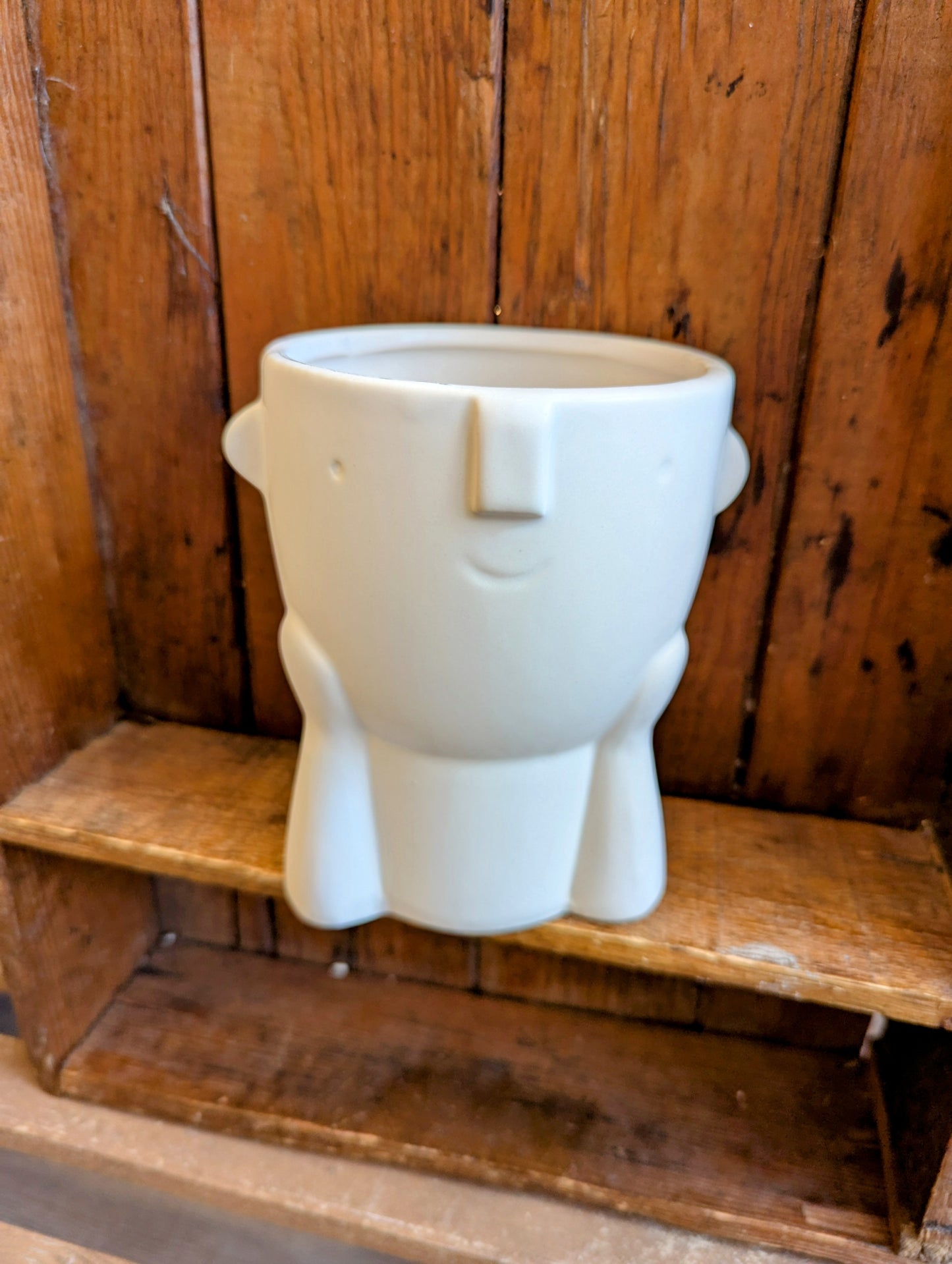 White Happy Face Pot